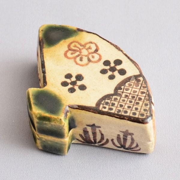 香合 茶道具 佐々木晨二 作 織部扇面香合 : 茶道具専門店 (有)菊池商店