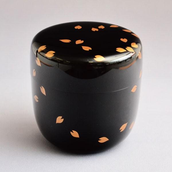 茶道具 棗 中谷秀斎作 即中斎好写 花吹雪蒔絵 内霞 大棗 木製・本漆塗