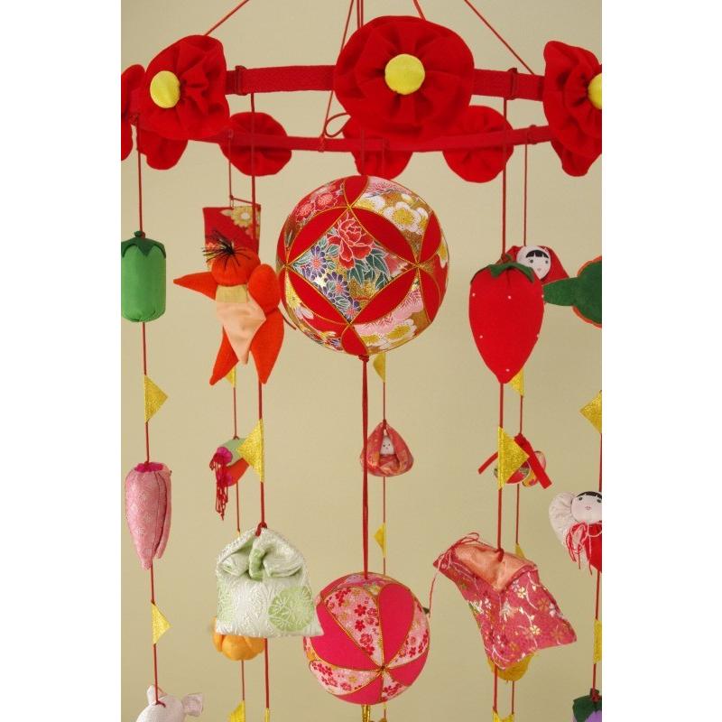 さげもん型つるし雛台付 (大) 49細工さげ二連毬つるし飾り 雛人形さげ