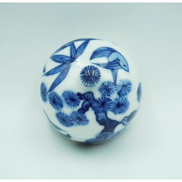 茶道具 香合 瓢香合 染付 花鳥文 西村徳泉 尋牛斎御書付 桐箱 : 新古