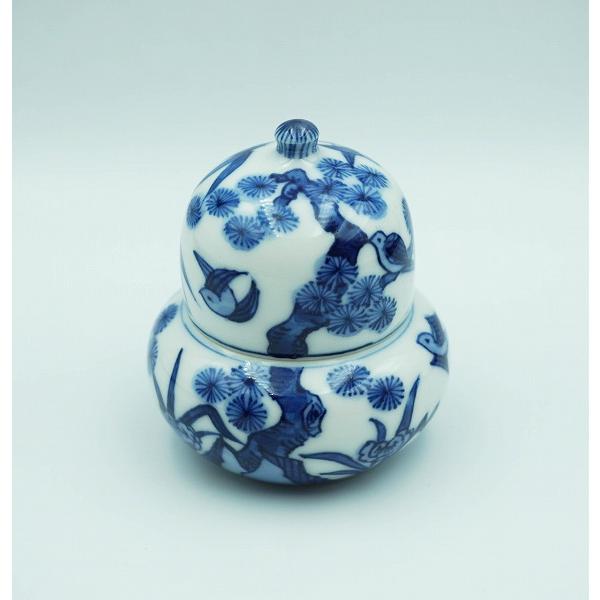 茶道具 香合 瓢香合 染付 花鳥文 西村徳泉 尋牛斎御書付 桐箱 : 新古