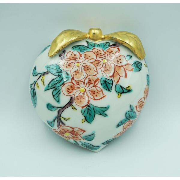 茶道具 香合 香合 色絵 桃 高野昭阿弥 木箱 : 新古茶道具 さかい