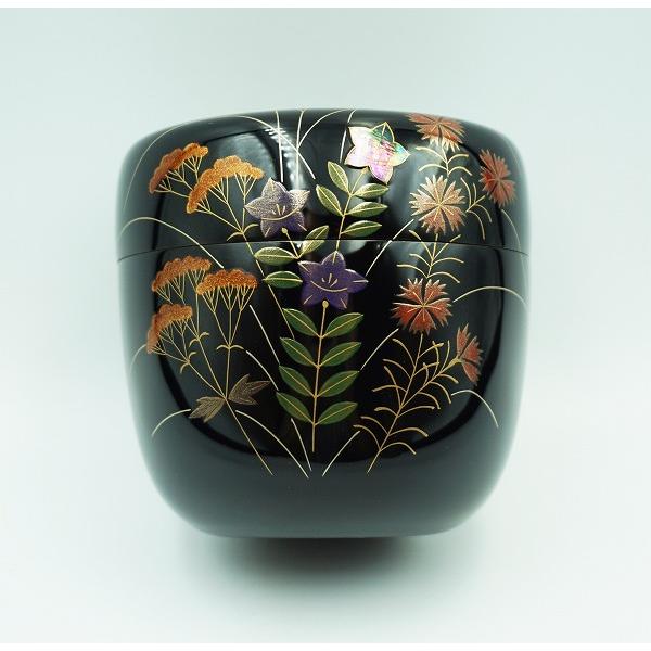 茶道具 棗 中棗 秋草蒔絵 米本匠伯 桐箱 : 新古茶道具 さかい ヤフー店