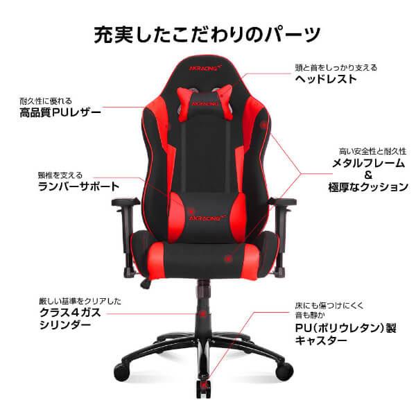 ゲーミングチェア AKRacing WOLF-RED レッド 赤 オフィスチェア