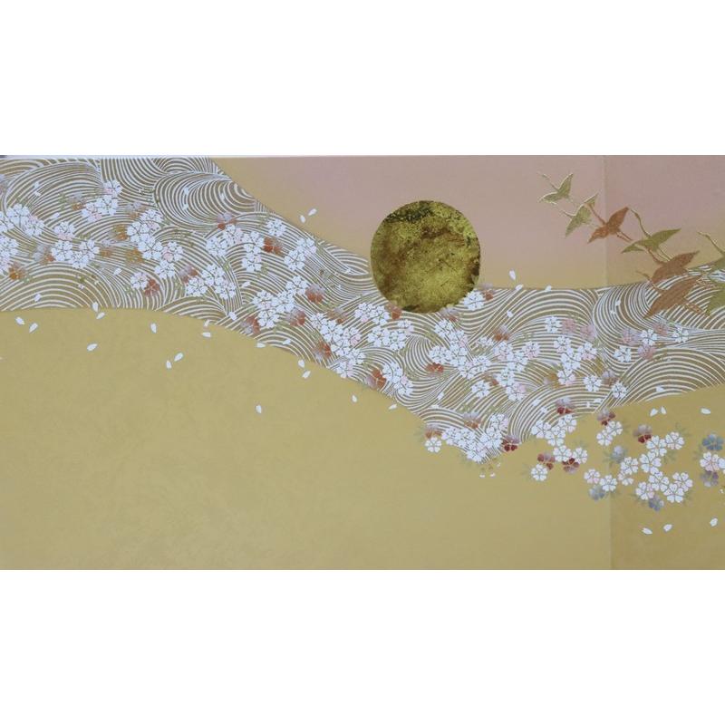 アウトレット品 雛人形三月屏風 屏風のみ 12号 群鶴 飛翔金 二曲屏風