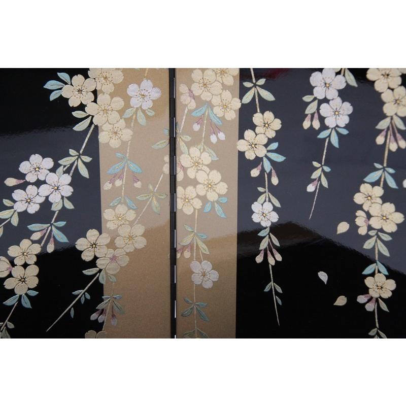 アウトレット品 雛人形平飾台 屏風・台セット 58cm 黒塗金色帯平台