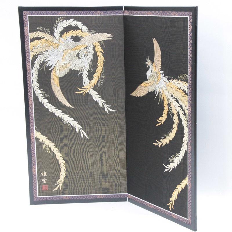 アウトレット品 五月人形五月屏風 屏風のみ 30号 黒川又木目 鳳凰 二曲