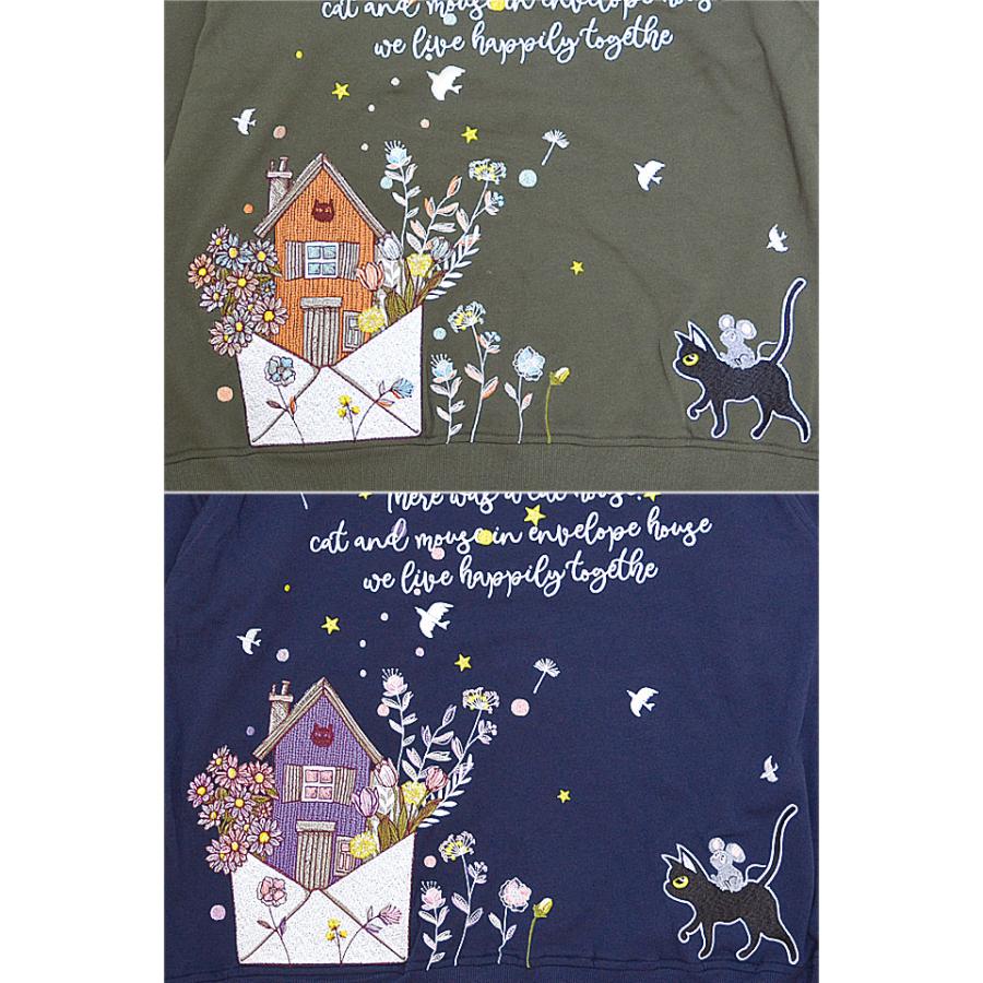 ラミ＆アール 「封筒の中の家」総刺繍パーカー LIN AL-75751 猫 ネコ