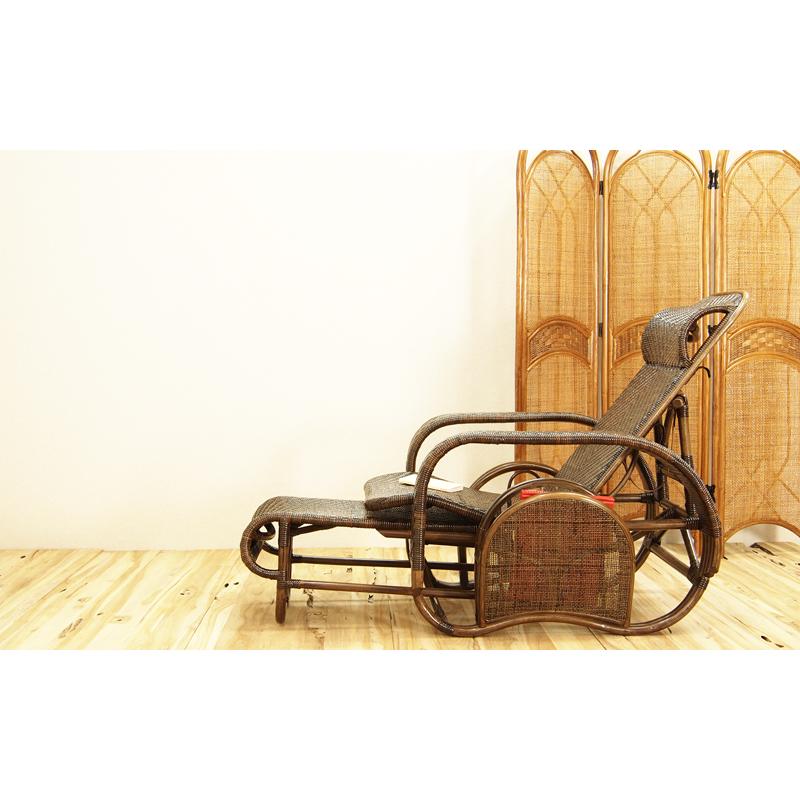 ラタン リクライニングチェア パーソナルチェア 折りたたみ 手編み