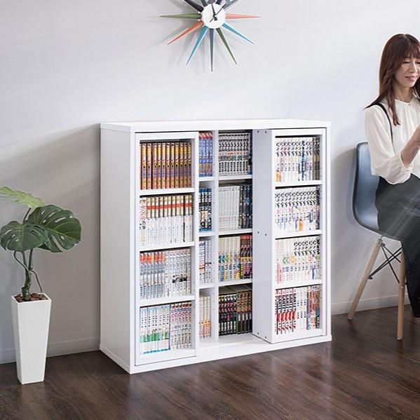 スライド本棚 全段B6 奥深 幅90cm 本棚 ダブルスライド 幅90 スライド