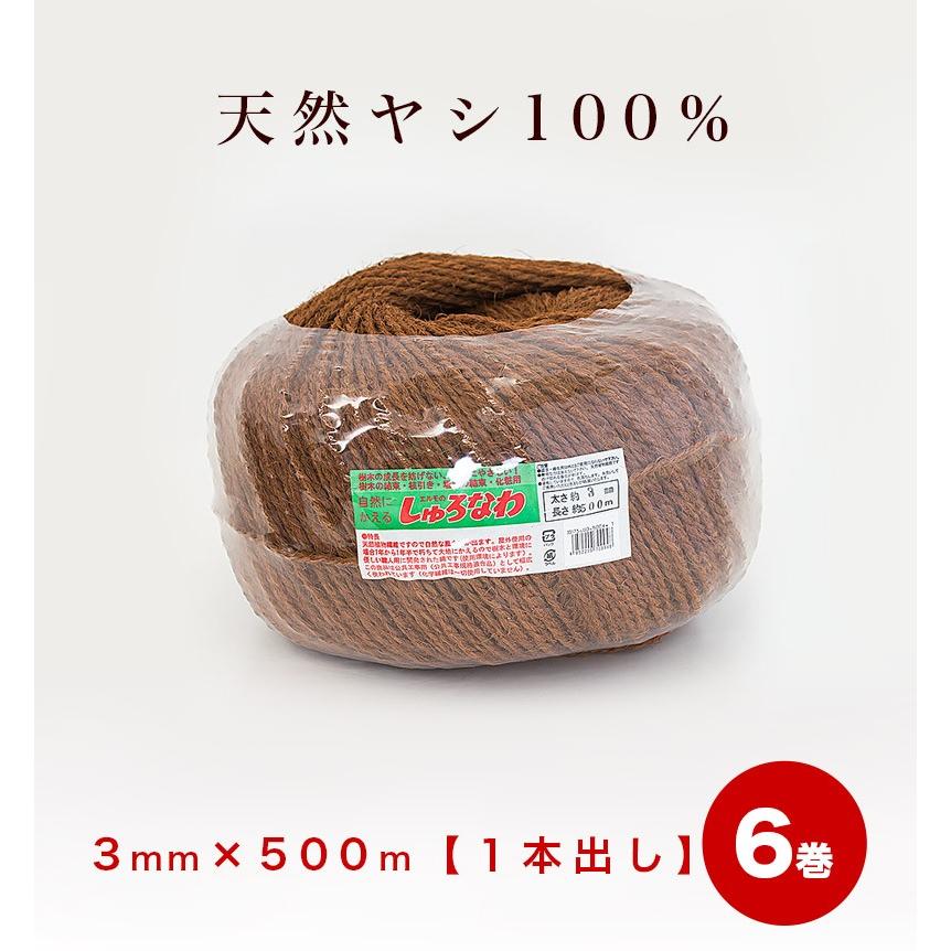 しゅろ縄 玉巻 3mm 500m 茶 入数6 6個入 6巻 ガーデニング 庭 農業