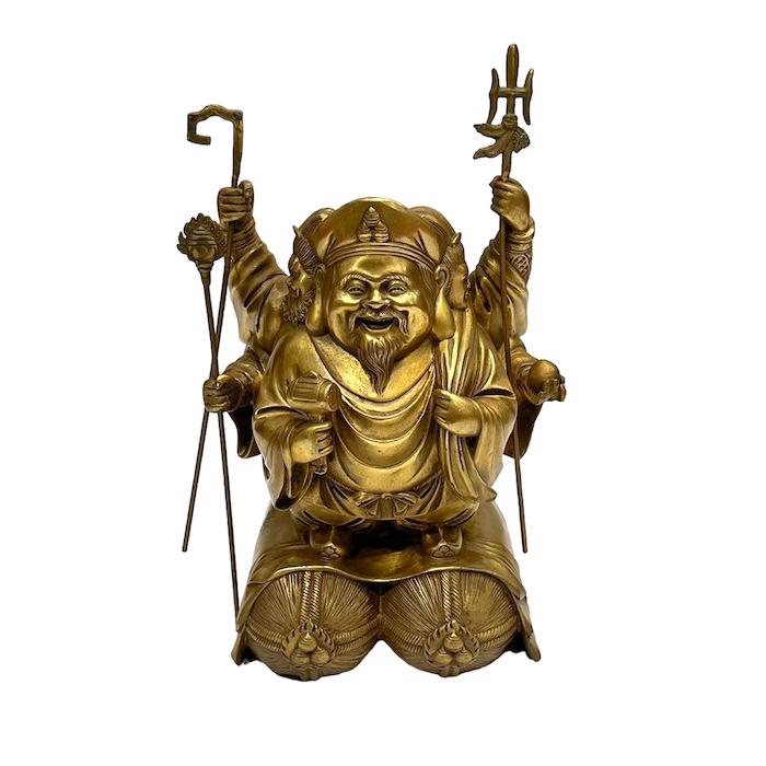 三面大黒 大黒天 七福神 銅 金 ゴールド 秀吉の出世守り本尊 毘沙門天