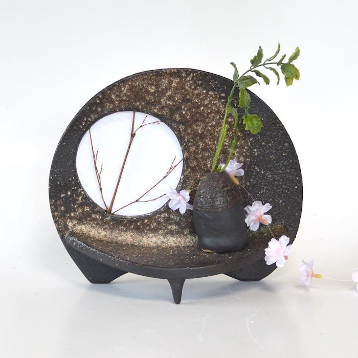 扇型花器 小 信楽焼 花器 一輪挿し 和風 モダン フラワーベース 美術品