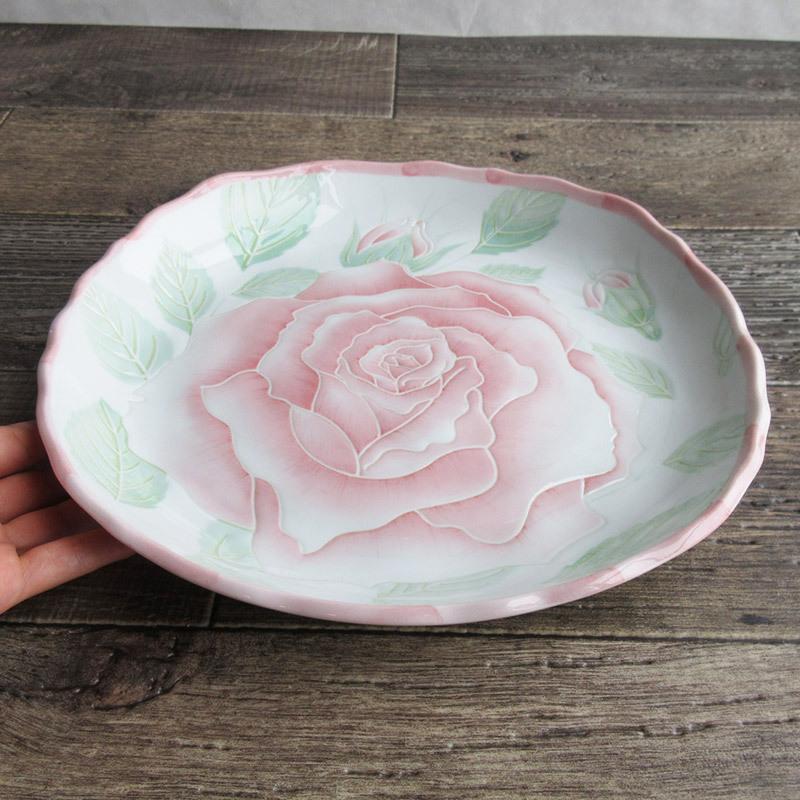 大皿 盛り皿 プレート 日本製 バラ 薔薇 パスタ オムライス 陶磁器