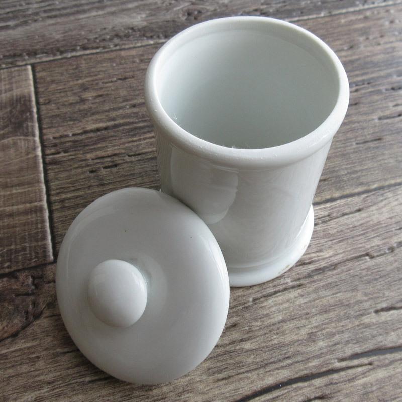 キャニスター アンティーク 陶器 小物入れ 昭和初期 レトロ 陶製 白