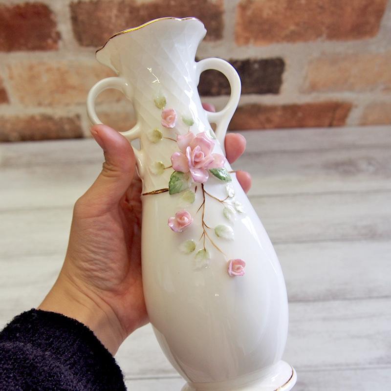 完売】アンティーク風 バラ モチーフ 花瓶 / フラワーベース 花器 雑貨