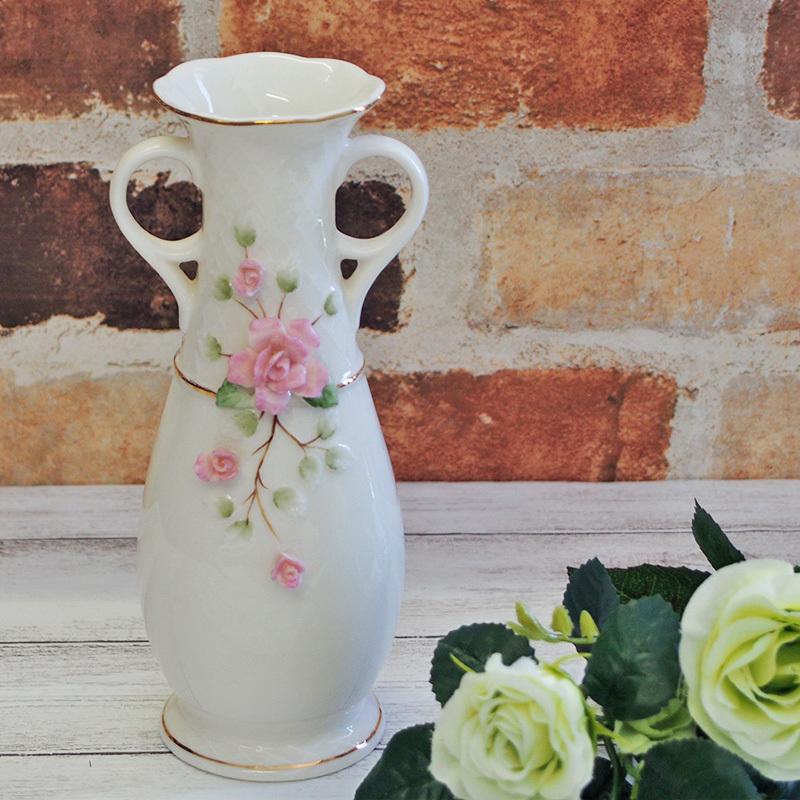 完売】アンティーク風 バラ モチーフ 花瓶 / フラワーベース 花器 雑貨