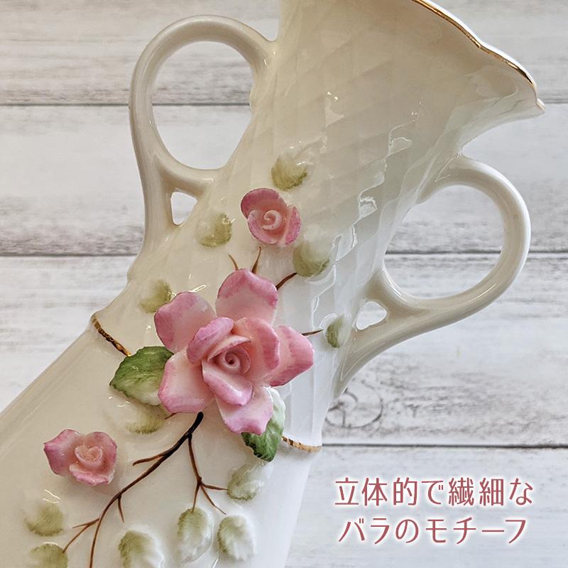 完売】アンティーク風 バラ モチーフ 花瓶 / フラワーベース 花器 雑貨
