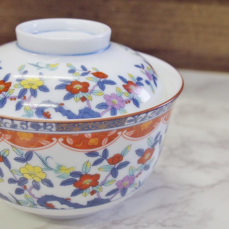 蓋付き煮物碗 和食器 蓋向 天王窯 翔優作 オリエンタル 花柄 花鳥柄