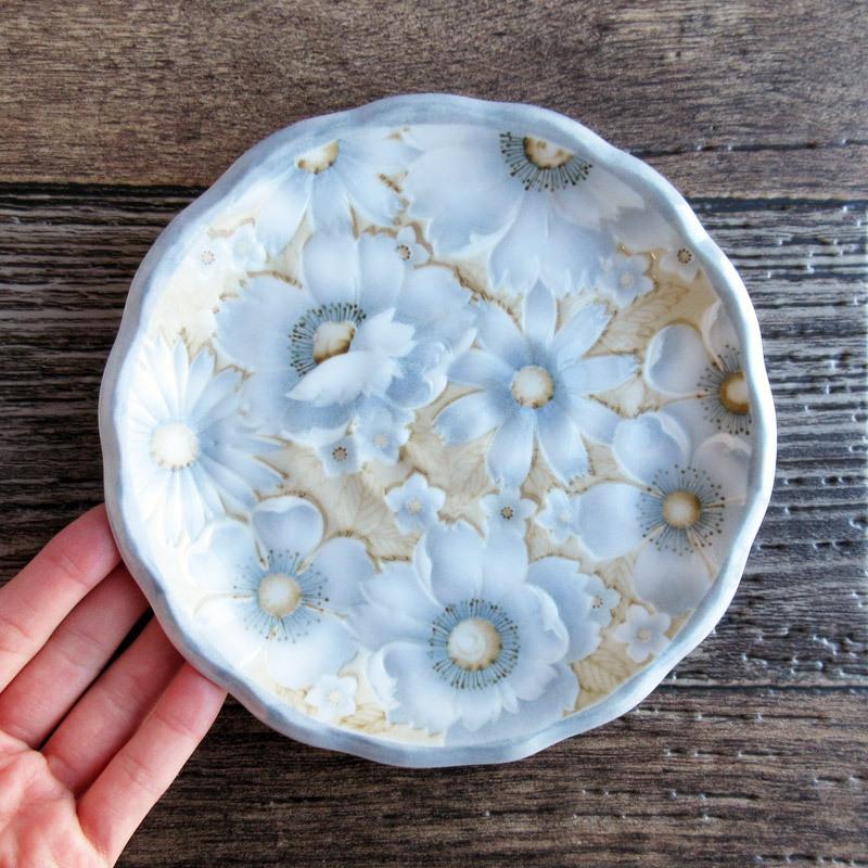 ケーキ皿 食器 丸皿 取り皿 プレート 日本製 陶磁器 花柄 flower