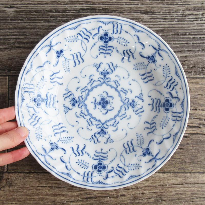 スープ皿 クープ皿 洋食器 アラベスク 青い花柄 日本製 サラダボウル