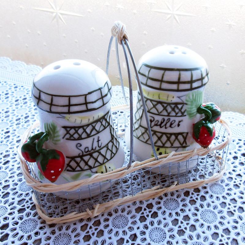 調味料入れ セット ソルト ペッパー 塩 胡椒 苺 カゴつき レトロ