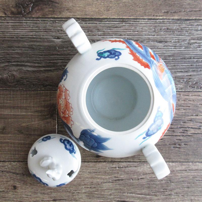 香炉 蓋付 陶器 唐獅子 鳳凰 不死鳥 和風置物 縁起物 魔除け 床の間