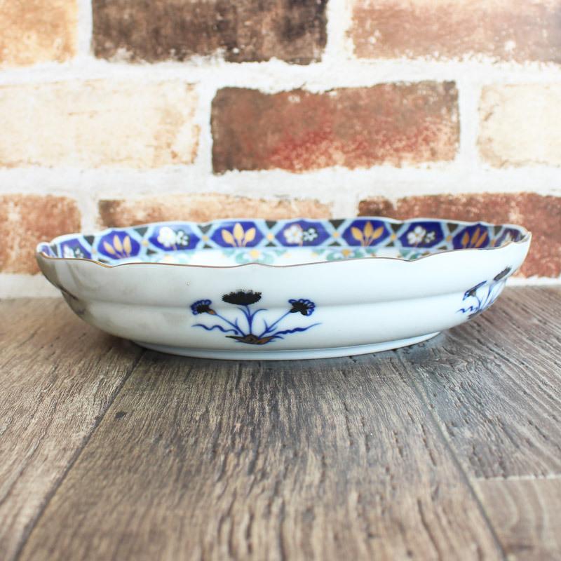 大皿 トルコ IZNIK 飾り皿 青い花柄 高級食器 イズニック陶芸 金彩 上