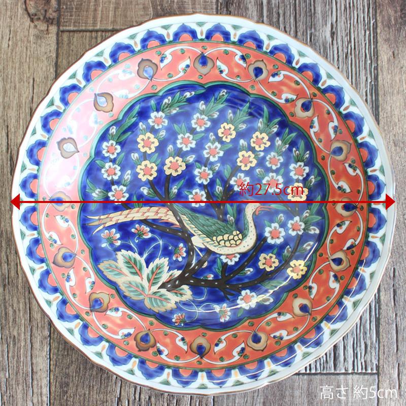 大皿 トルコ IZNIK モザイク タイル 飾り皿 青い花柄 高級食器