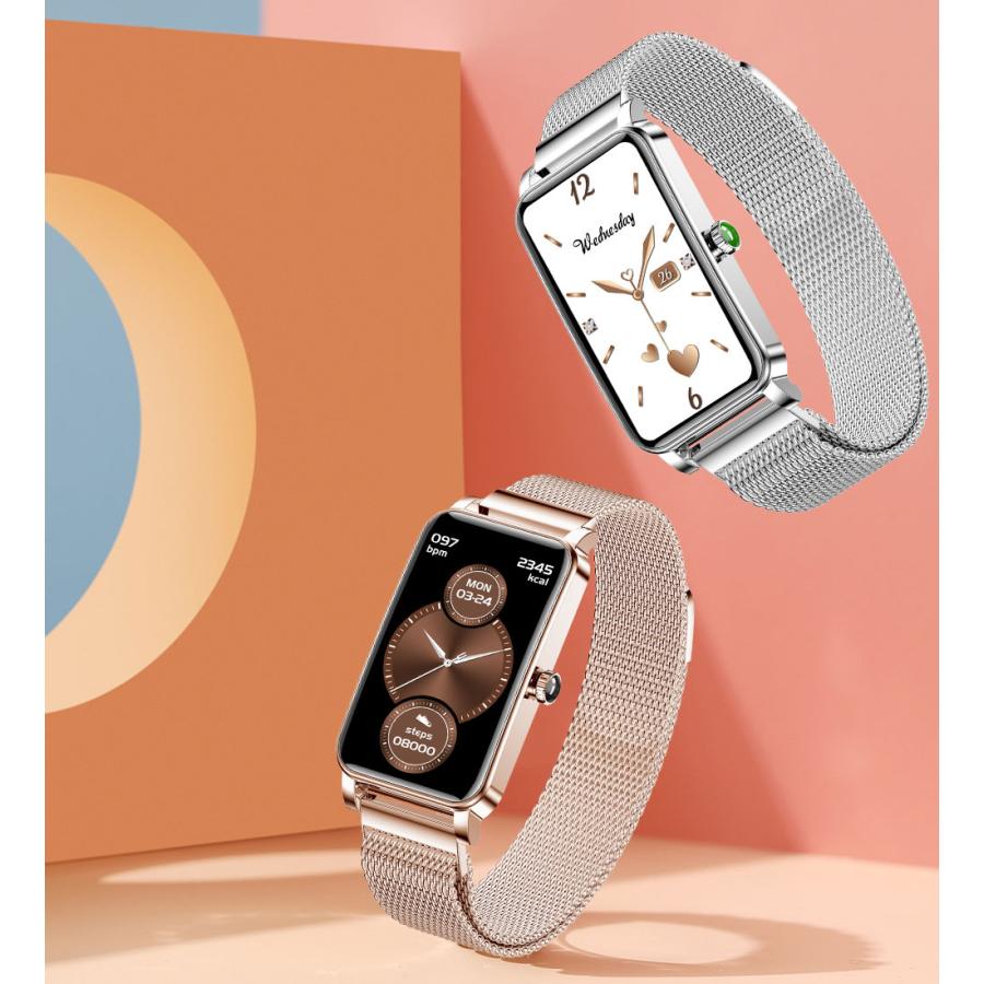 スマートウォッチ レディース 防水 女性 フルタッチスクリーン 心拍数