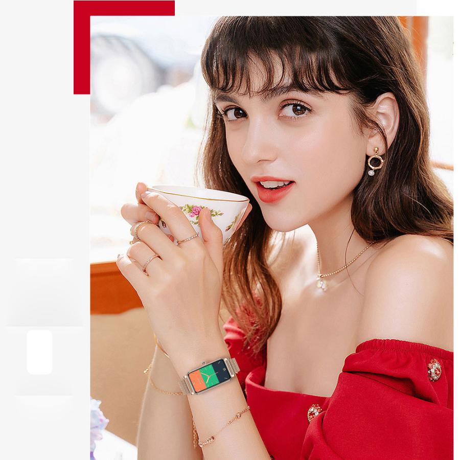 スマートウォッチ レディース 防水 女性 フルタッチスクリーン 心拍数