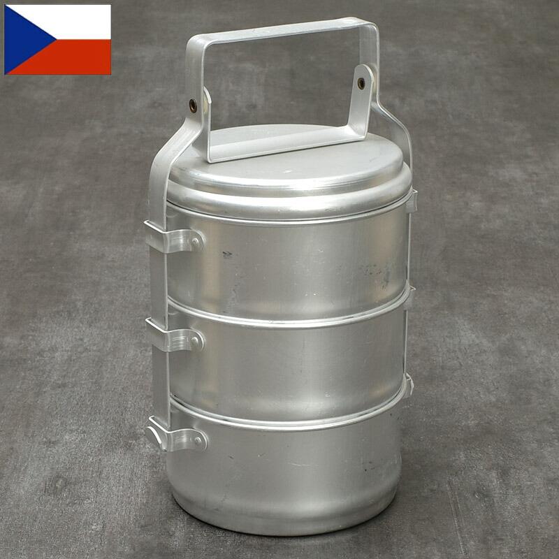 チェコ軍 アルミメスキット 丸型 3段 デッドストック EE893NN 飯ごう