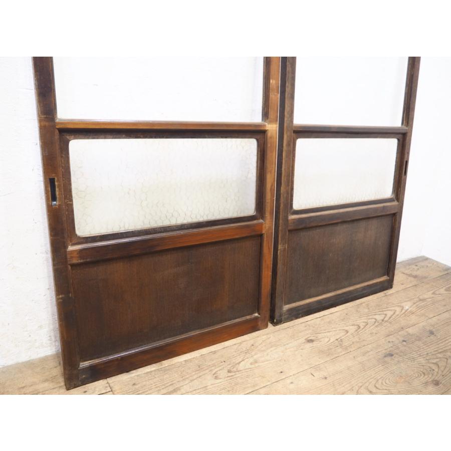 タY0495◇【H176cm×W67cm】×2枚◇アンティーク◇大きなガラスの古い木