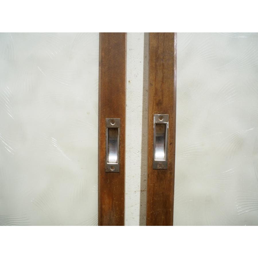 タI0148◇【H95cm×W70cm】×2枚◇昭和レトロなデザインガラスの古い木枠