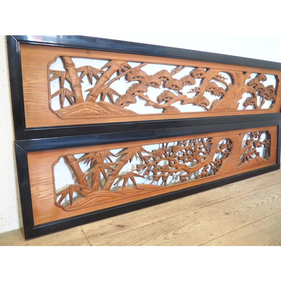 タL0662◇【H37,5cm×W171cm】×2枚◇木彫りデザインのレトロな古い木製