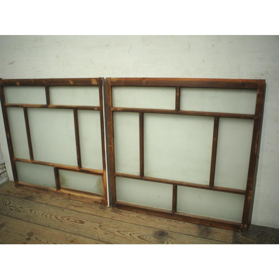 タO0070◇(2)【H86cm×W86cm】×2枚◇小窓付き◇可愛いペンキの古い木枠