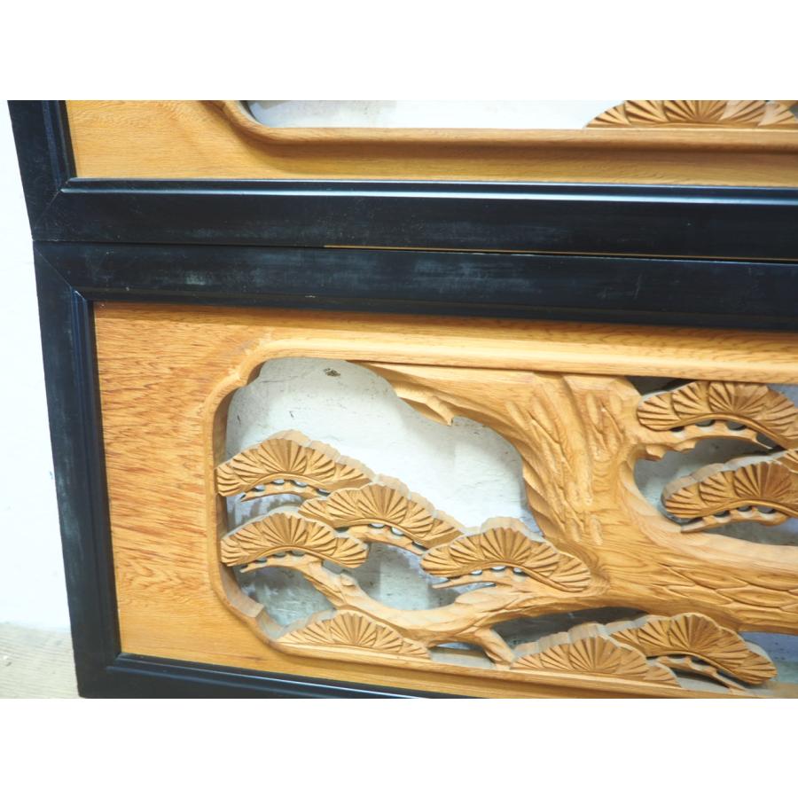 タO0316◇【H37,5cm×W168cm】×2枚◇木彫りデザインのレトロな古い木製