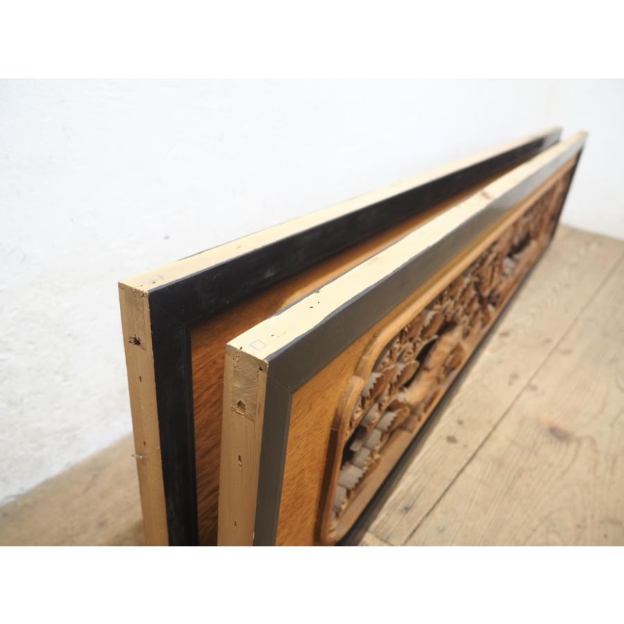 タO0316◇【H37,5cm×W168cm】×2枚◇木彫りデザインのレトロな古い木製