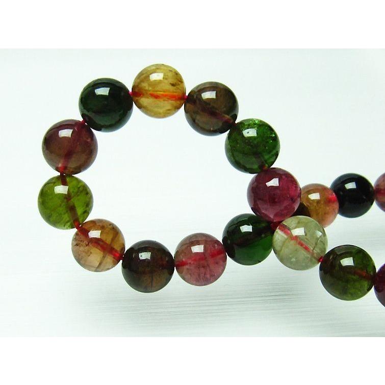 ミックスカラー トルマリン ブレスレット 9mm H144-49 : 誠安天然石