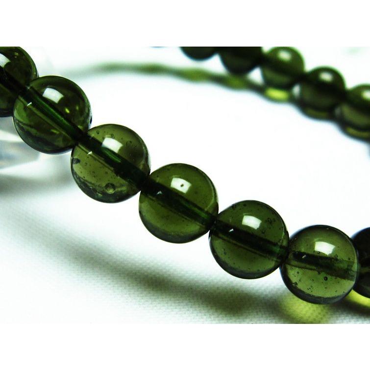 鑑別書付属 モルダバイト ブレスレット 7mm t64-460 : 誠安天然石専門