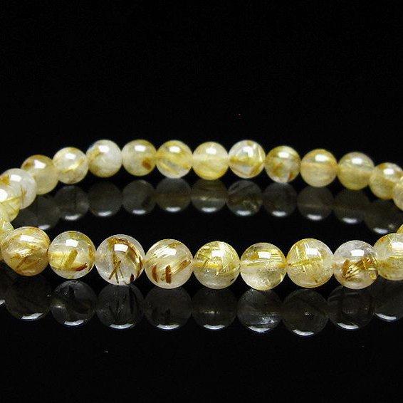 ゴールドタイチンルチル ブレスレット 7mm t171-7968 : 誠安天然石専門