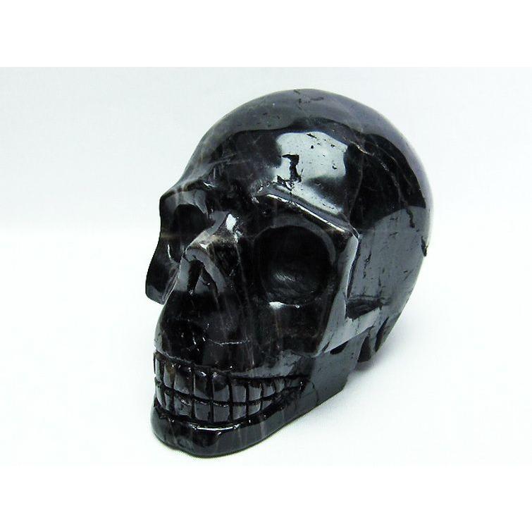 1.8Kg モリオン 純天然 黒水晶 ドクロ 置物 t130-2054 : 誠安天然石