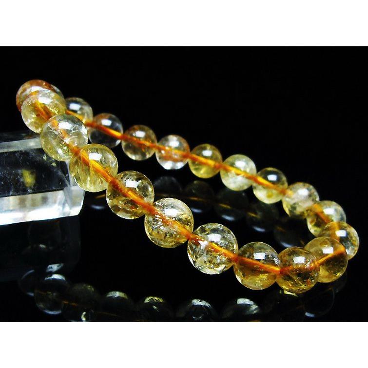 虹入り シトリン ブレスレット 9mm t366-13396 : 誠安天然石専門店