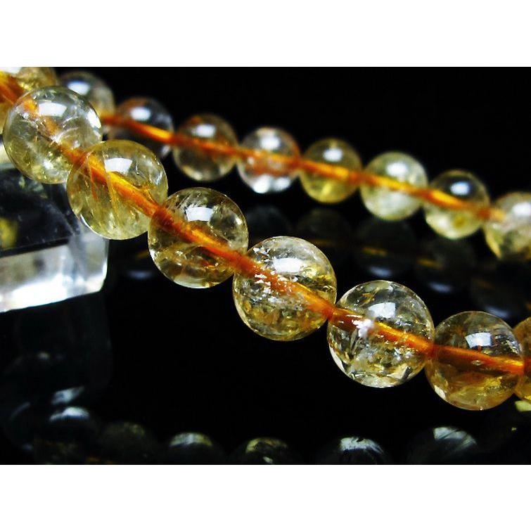 虹入り シトリン ブレスレット 9mm t366-13396 : 誠安天然石専門店