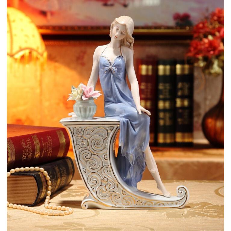 陶器 置物 西洋陶器 北欧磁器 陶器製人形 お姫様 陶器人形 陶器置物