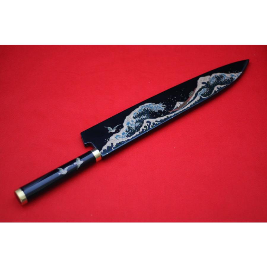 佐治 武士 R2/SG2 牛刀包丁 蒔絵 (富士山と波) 300mm : 清助刃物