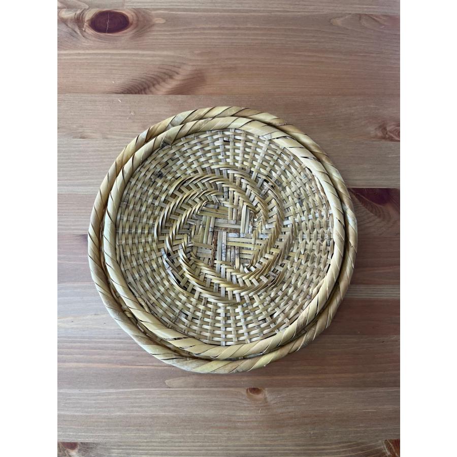 蕎麦ざる 竹ざる 蕎麦皿 手作りそばざる 白竹 直径約24cm 戸隠風 (盛り