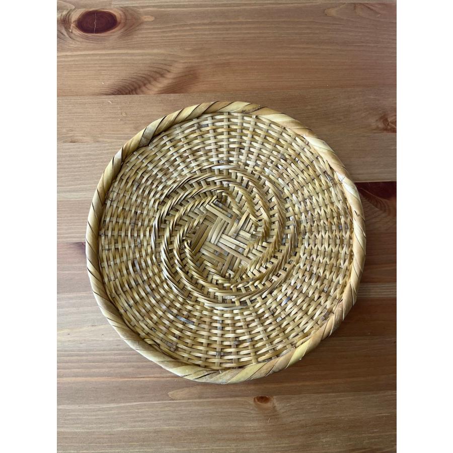 蕎麦ざる 竹ざる 蕎麦皿 手作りそばざる 白竹 直径約24cm 戸隠風 (盛り