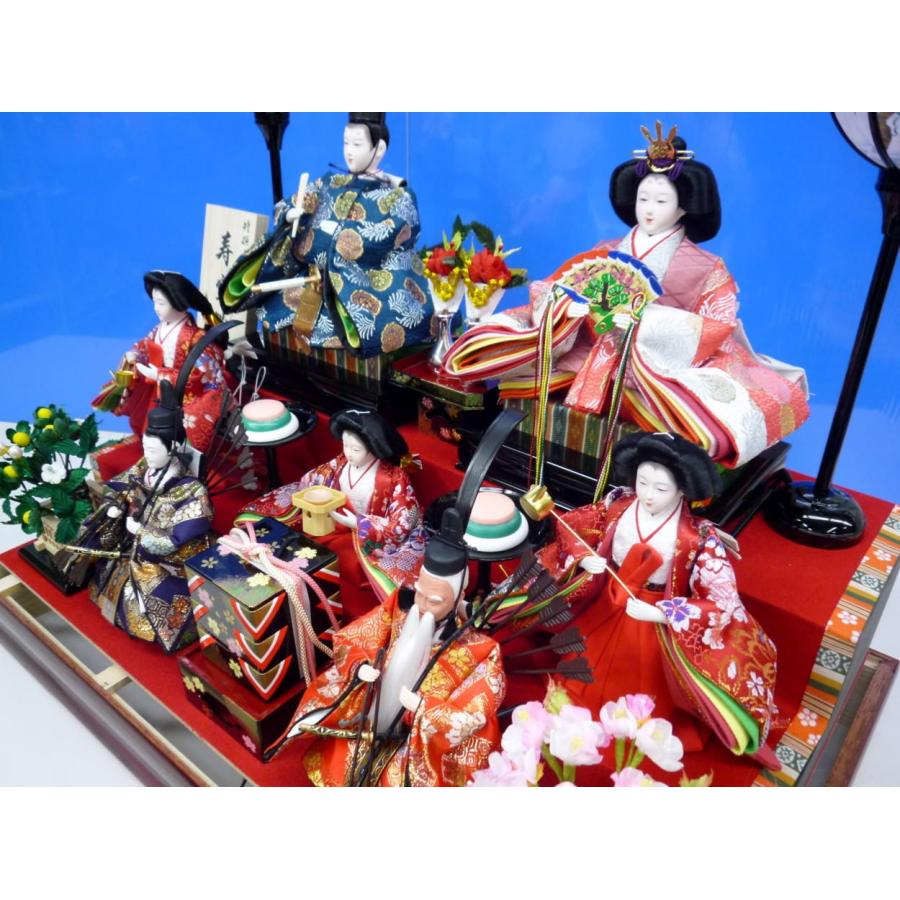 ケース入七人飾り67☆幅63x奥行39x高さ53cm☆三人官女と右大臣