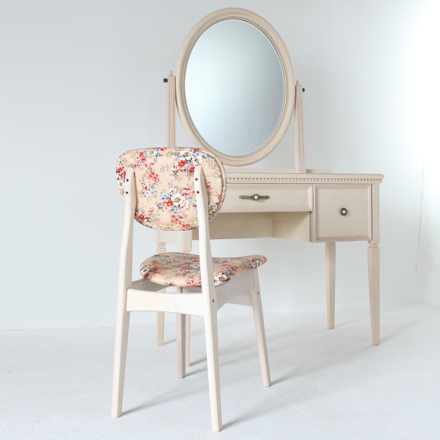 関本家具装芸 ドレッサー 一面鏡 ロワール 椅子付き オールドホワイト